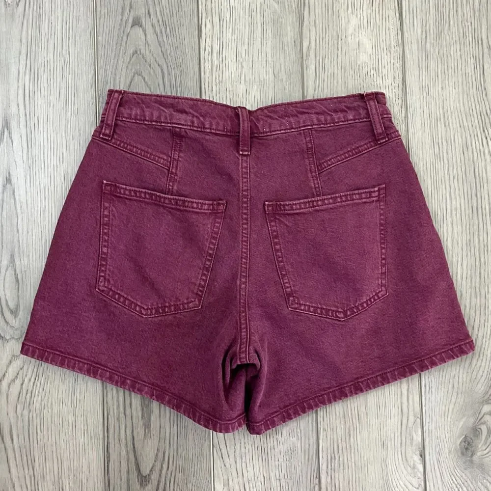 Target Womens Size 25 Purple Cotton High Rise Midi Denim Jean Shorts Pintuck